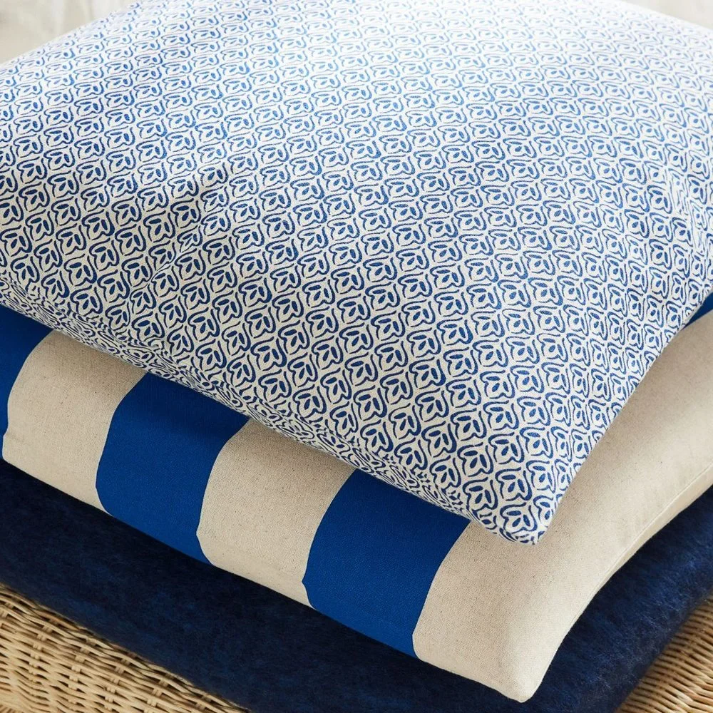 New West Elm Blue & White Boho Geometric Throw Pillow Cover Case 20